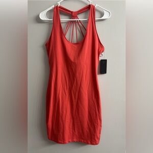 GUESS Sexy Summer Love Bodycon Pink Solid Cage Back Dress Sz L Y2K Flirty NWT